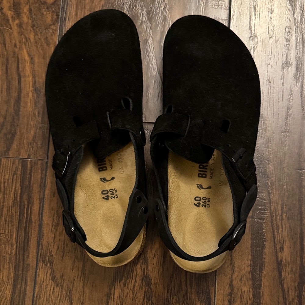 Birkenstock Black Suede Tokio Clogs